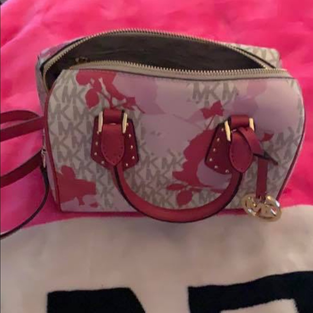 Michael Kors Floral Pink Aria Crossbody Satchel